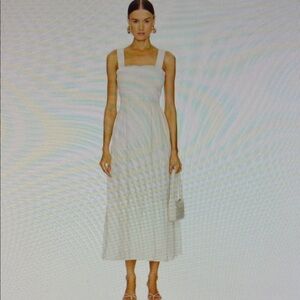 Seafolly Faithful Ivory/Cream Smocked bodice tier midi Dress, XS